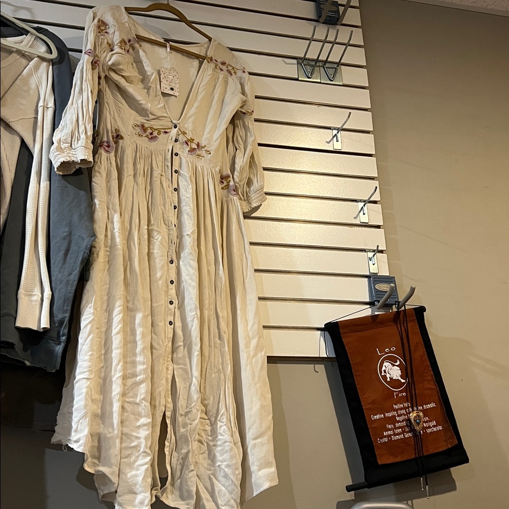 Free People Cream Maxi Dress with Floral Details